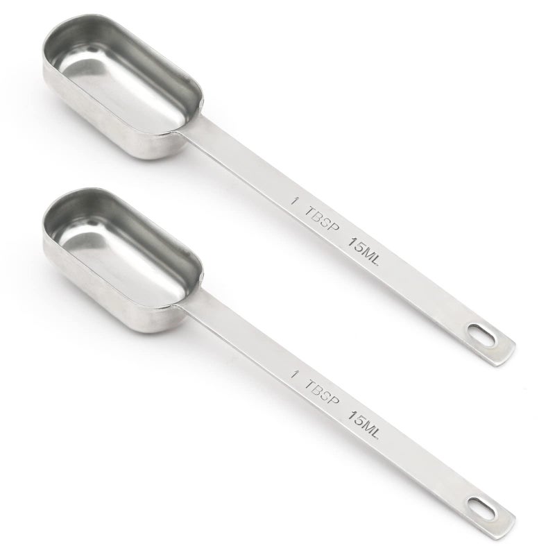 BERYLER 2PCS 1 ملعقة طعام 3 ملاعق شاي 15 مل 12 أونصة ملعقة قياس فردية بمقبض طويل من الفولاذ المقاوم للصدأ فقط ملاعق شاي فردية