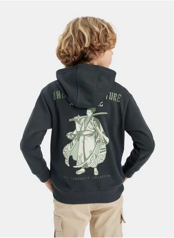 DeFacto Regular Fit Graphic Print Hooded Sweatshirt by Styli