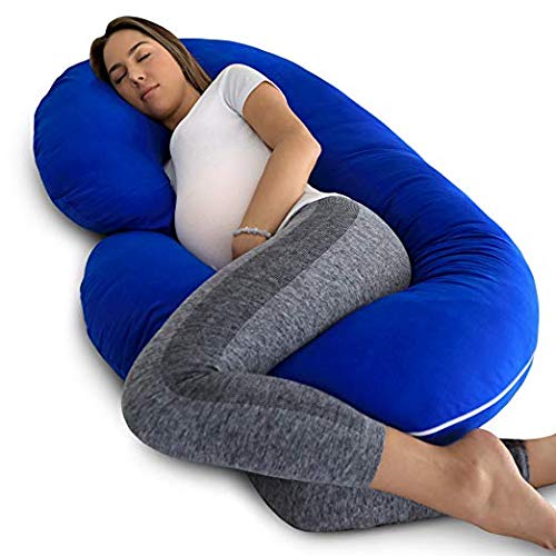 Snoozy SNOOZY Ultra Soft Pregnancy Maternity Pillow Multi Purpose with Removable Cover Zip CShape Royal Blue  - Image 1