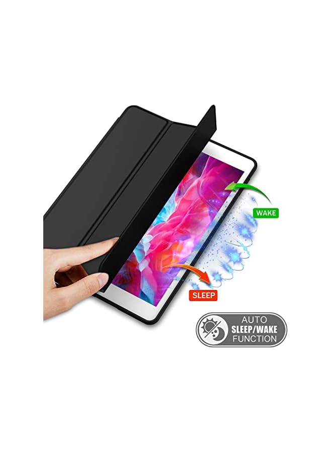 DUSALA iPad 9.7 Case (2018/2017 Model, 6th/5th Generation), Smart Cover with Pencil Holder and Soft Baby Skin Silicone Back and Full Body Protection, Auto Wake/Sleep Cover (Black) - Image 4