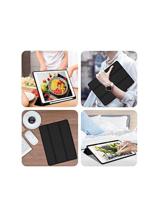 DUSALA iPad 9.7 Case (2018/2017 Model, 6th/5th Generation), Smart Cover with Pencil Holder and Soft Baby Skin Silicone Back and Full Body Protection, Auto Wake/Sleep Cover (Black) - Image 5
