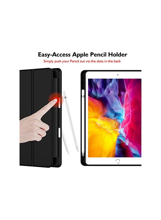 DUSALA iPad 9.7 Case (2018/2017 Model, 6th/5th Generation), Smart Cover with Pencil Holder and Soft Baby Skin Silicone Back and Full Body Protection, Auto Wake/Sleep Cover (Black) - Image 2