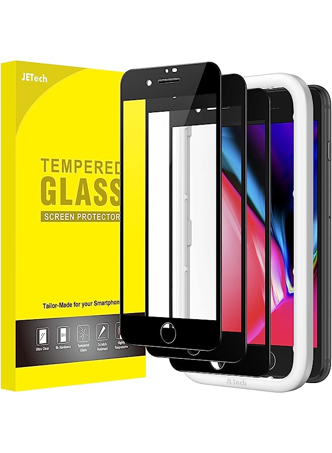 Jetech Full Coverage Screen Protector For Iphone Se 3 (2022)/Se 2 (2020)/8/7 4.7-Inch, Black Edge Tempered Glass Film With Easy Installation Tool, Case-Friendly, Hd Clear, 3-Pack (Black) - Image 1