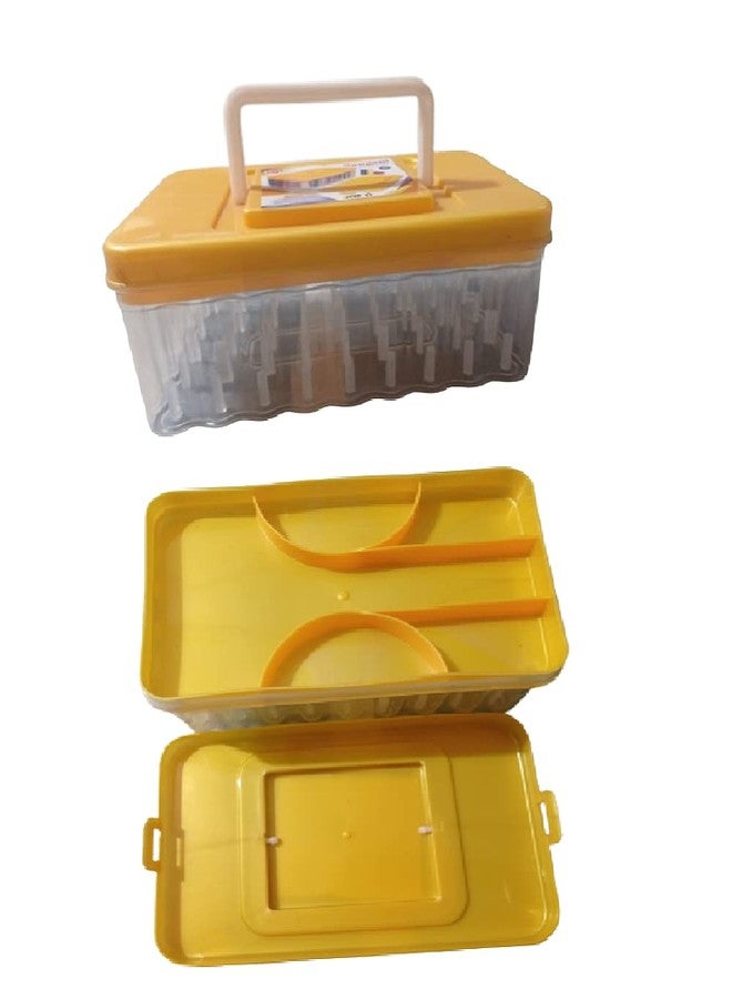 DAIDSUKE™ Heavy Plastic 90 Degree 45 Reels Storage Sewing Organizer Rectangular Tailoring Accessories Box with 27 Needle Kit Free Empty Big Size Box 45 Spools Tailor kit (Multi Color) - Image 5