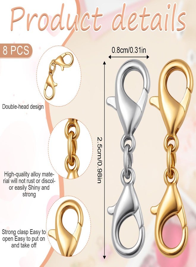 YQQYG 8PCS Double Lobster Clasp, Necklace Clasp Replacement Bracelet Safety Clasps for Necklaces and Bracelets to Wear Safely - Image 2