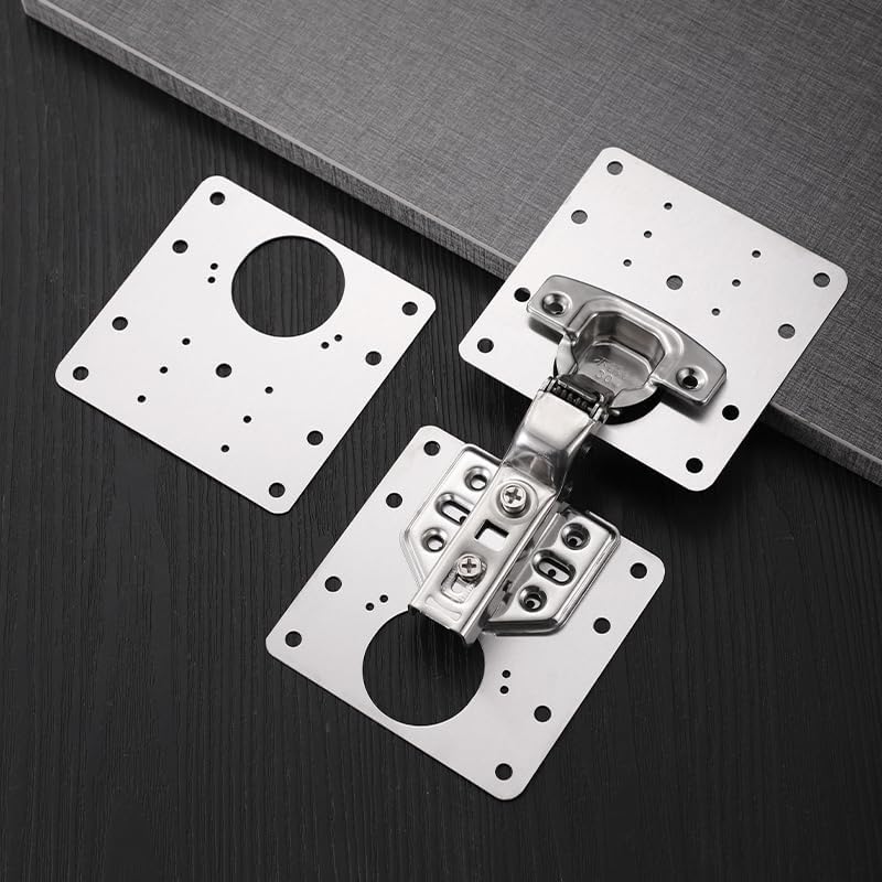SHOWAY Cabinet Door Hinges Repair Plate Double Thickening Easy Installation Hinge Repair Plate,Stainless Steel Repair Accessory Plate Bracket with Mounting Screws for Furniture,Shelves,Cabinet (6 Pcs) - Image 4