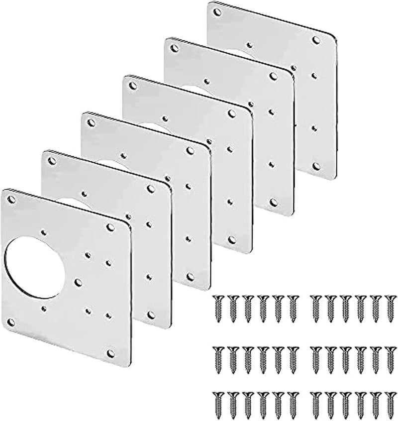 SHOWAY Cabinet Door Hinges Repair Plate Double Thickening Easy Installation Hinge Repair Plate,Stainless Steel Repair Accessory Plate Bracket with Mounting Screws for Furniture,Shelves,Cabinet (6 Pcs) - Image 1