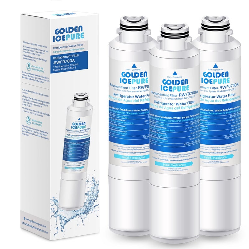 GOLDEN ICEPURE RWF0700A Refrigerator Water Filter Replacement for Samsung DA29-00020B, HAF-CIN/EXP, RF263BEAESR, RF28HMEDBSR, RF28HFEDTSR, RF28HFEDBSR, 3PACK - Image 1