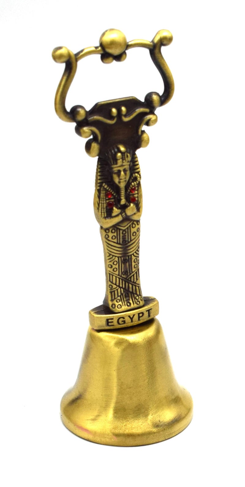 immatgar pharaonic Egyptian Metal Call Bell Hand Bell Egyptian souvenirs gifts (Phraonic Shape 1, Burnt Yellow) (Tutankhamun-Burnt Yellow)