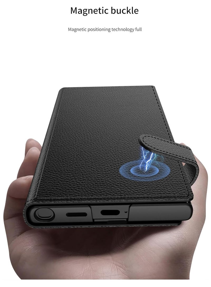 general Case Compatible with Flip Card Holder, Wallet, Card Holder, Samsung S24 Ultra Phone Case, Carbon Fiber Wallet Case  - Image 3