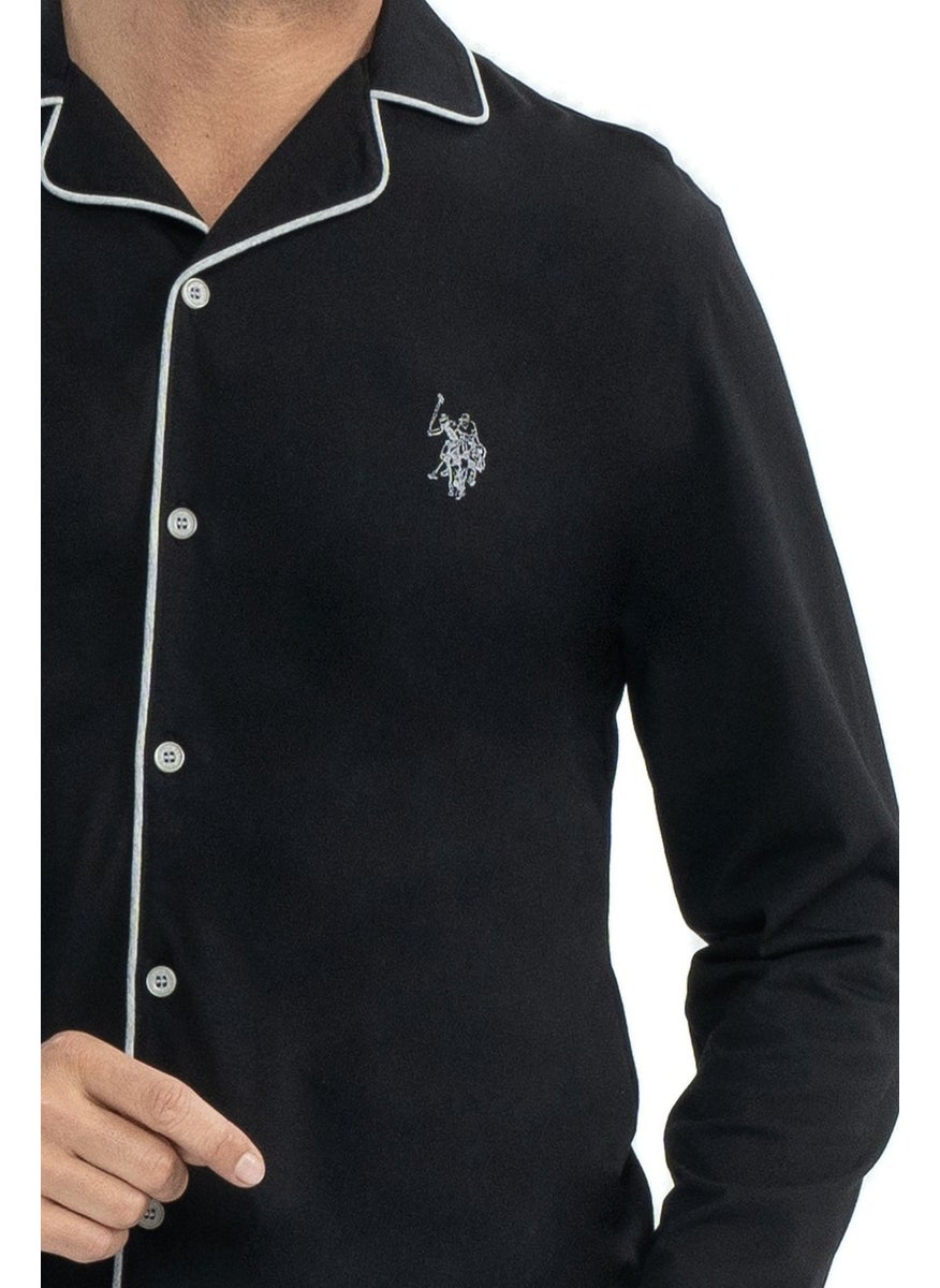 U.S. Polo Assn. - BASE. Polo Assn. 12039 Men's Long Sleeve Front Buttoned Shirt Pajama Set-Black - Image 1