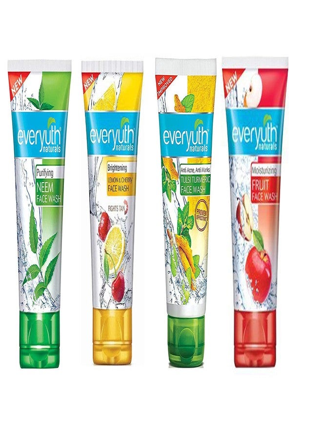 مجموعة غسول الوجه من إيفريوث ناتشورالز - فواكه، تولسي كركم، ليمون وكرز، نيم، 50 جم (واحدة من كل نوع)
