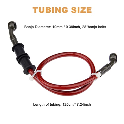 Mtsooning 120cm Motorcycle Brake Clutch Line, Universal Hydraulic Oil Pipe, Rotatable Front & Rear Gas Hose Banjo Bolt Replacement for Dirt Bike ATV Moped Scooter - Image 2