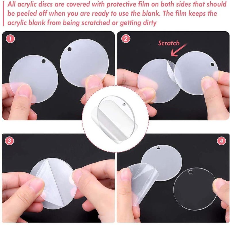 DIY Crafts 6 Pcs Silver Acrylic Keychain Blanks Clear Keychains for Vinyl Kit Including Acrylic Blanks Keychain Tassels Rings Jump Rin 6 Pcs Silver - Image 3
