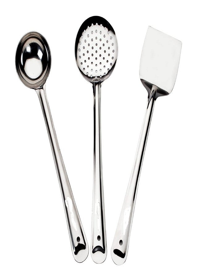 RJ kitchenware Store VOMI RJ kitchenware Store Serving Spoons Stainless Steel Kitchen Cooking & Set of 3 spoons for cooking jhar palta chamcha combo pack Stainless Steel Kitchen Cooking & Serving Spoons Set of 3 combo pack Cooking & Serving Spoons Set of 3 teel Deep Ladle | Soup/Milk Ladle/Karchi | Cooking and Serving Spoon for Kitchen (Pack of 3, Combo Ladle Set) - Image 2