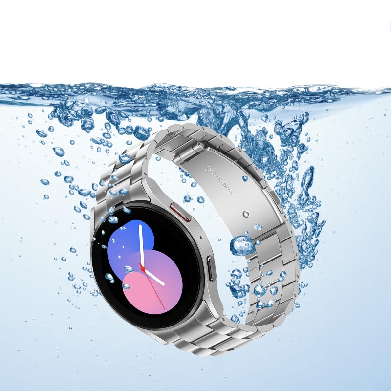Anlinser No Gap Bands Compatible with Samsung Galaxy Watch 7/6/5/4/FE Band 44mm 40mm/Watch 6 Classic Band 47mm 43mm/Watch 5 Pro 45mm/Watch 4 Classic, 20mm Metal Strap for Women Men, Silver - Image 4