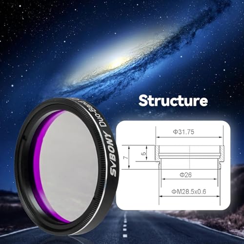 SVBONY SV220 Telescope Filter, 7nm Dual-Band Nebula, H-Alpha and O-III Narrowband Filter for One-Shot Color Cameras, Reduce Light Pollution for Astrophotography (1.25 inches) - Image 4