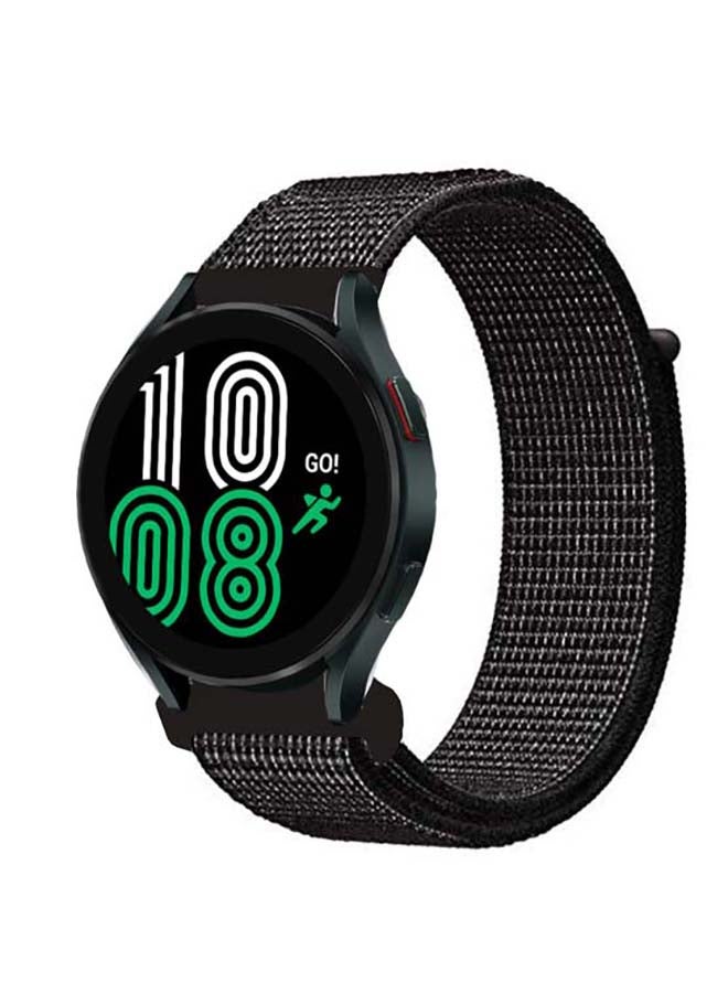 Perfii Nylon Loop Replacement Band For Samsung Galaxy Watch 4 40/44mm Reflector Black - Image 2