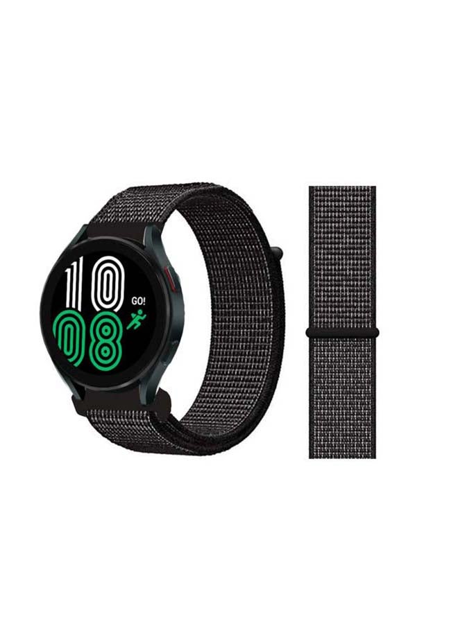 Perfii Nylon Loop Replacement Band For Samsung Galaxy Watch 4 40/44mm Reflector Black - Image 1