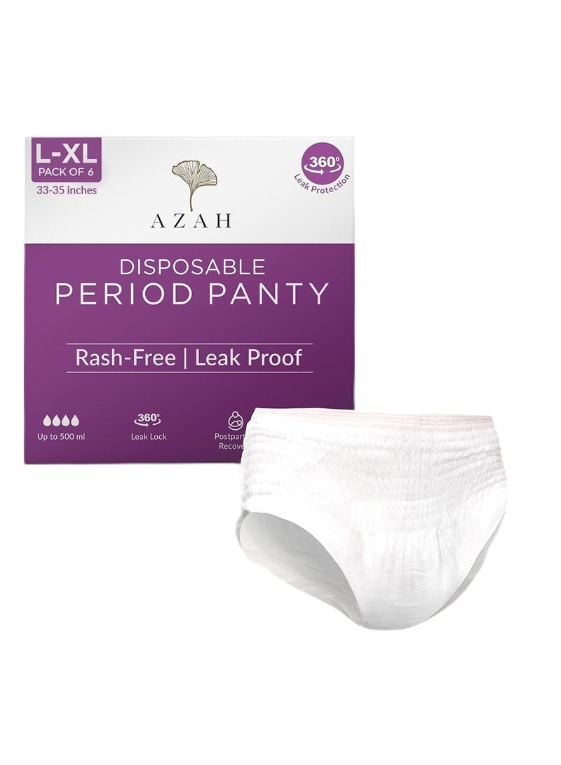 AZAH Period Panty for Girls [L-XL, Pack of 6] | Leak Proof & Rash Free - Image 1
