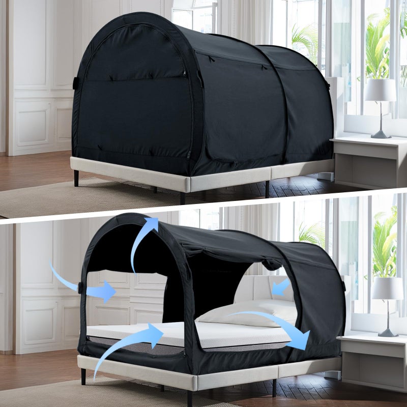 Alvantor Bed Canopy Bed Tents Dream Tents Privacy Space Twin Size Sleeping Tents Indoor Pop Up Portable Frame Curtains Breathable Grey Cottage Mattress Not Included Reducing Light