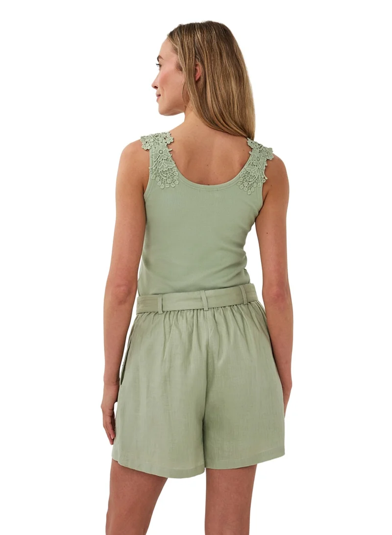 Esqualo Green Esqualo Linen Shorts for Women | Best Price UAE