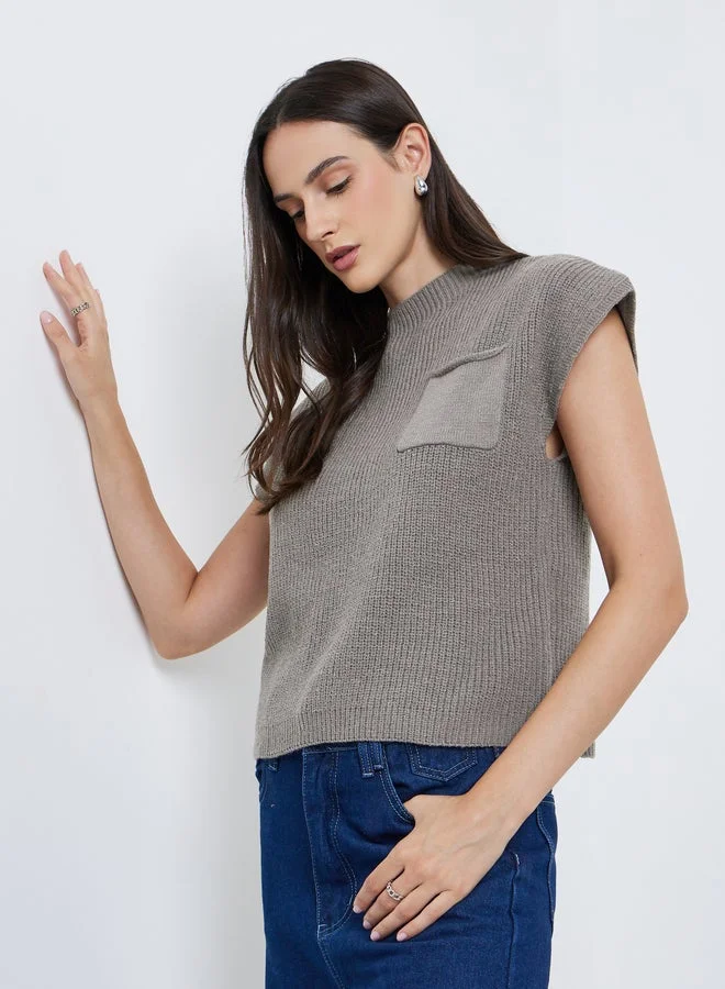 ستايلي بلوزة مُضلعة مع جيب