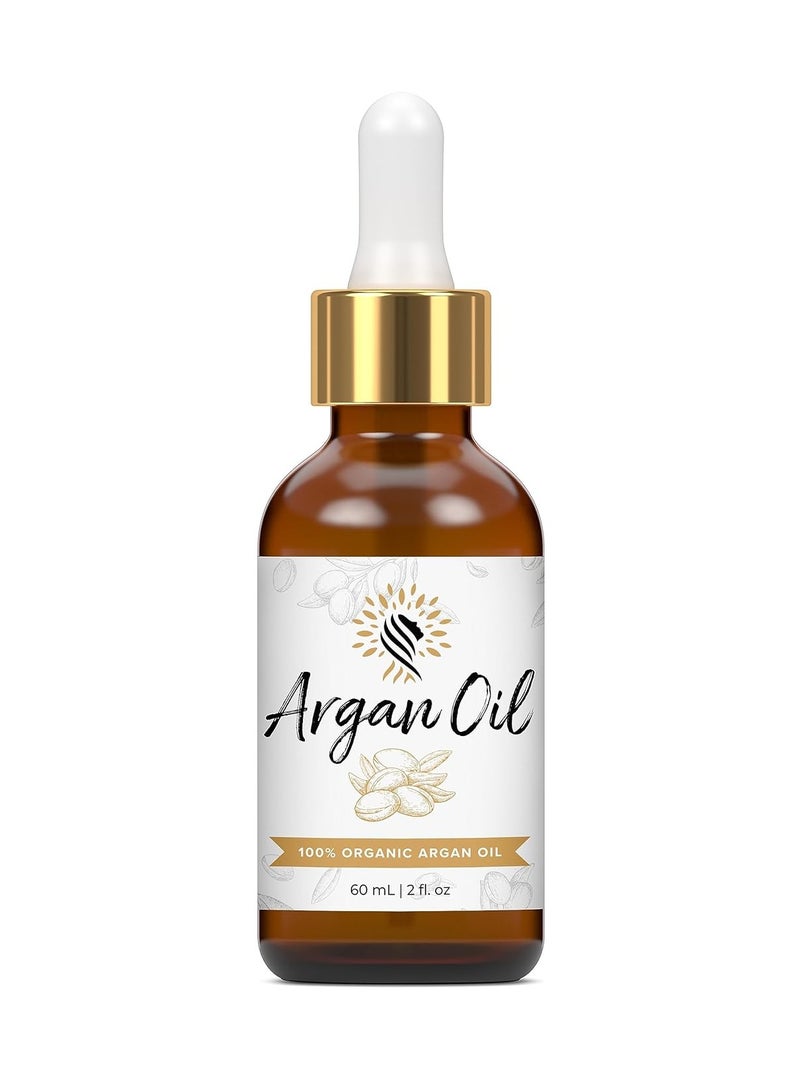 Argan Cosmetics Argan Cosmetics 100% Pure Organic Moroccan Argan Oil for Hair, Skin, Nails, Cuticles, Face & Beards - Cold Pressed, Unscented - Filtered Through Cotton & Charcoal - All Natural Moisturizer - 2 Fl Oz - Image 1