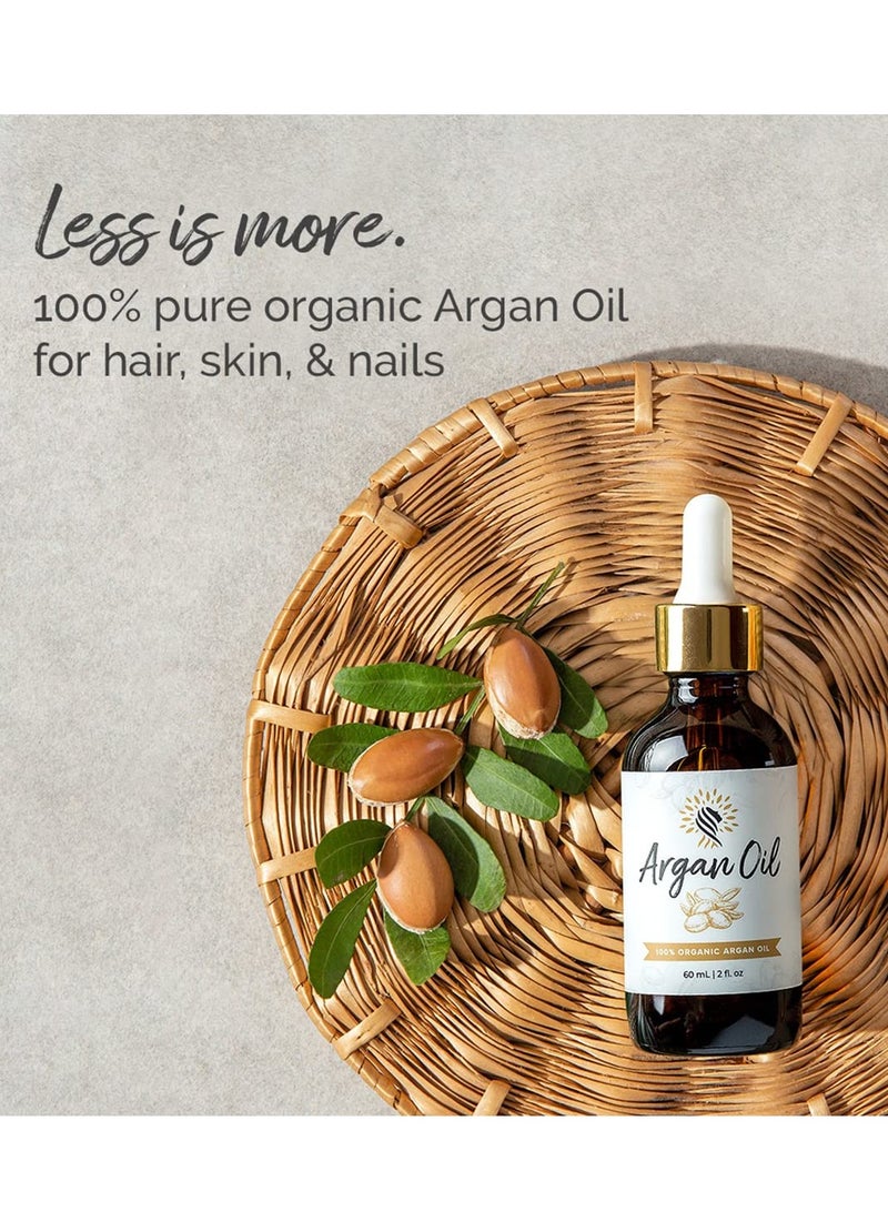 Argan Cosmetics Argan Cosmetics 100% Pure Organic Moroccan Argan Oil for Hair, Skin, Nails, Cuticles, Face & Beards - Cold Pressed, Unscented - Filtered Through Cotton & Charcoal - All Natural Moisturizer - 2 Fl Oz - Image 4