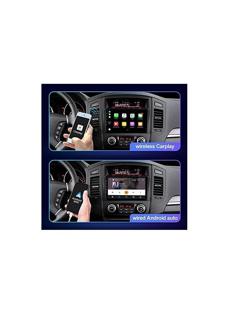 Android Car Stereo for Mitsubishi Pajero 2006 To 2016 6GB RAM 128GB ROM Support SIM Card, Apple Carplay, MirrorLink WiFi BT, 9 Inch IPS Touch Screen with Backup Camera Included