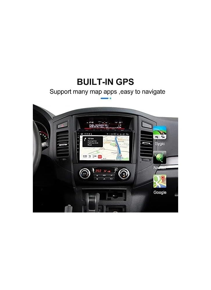 Android Car Stereo for Mitsubishi Pajero 2006 To 2016 6GB RAM 128GB ROM Support SIM Card, Apple Carplay, MirrorLink WiFi BT, 9 Inch IPS Touch Screen with Backup Camera Included
