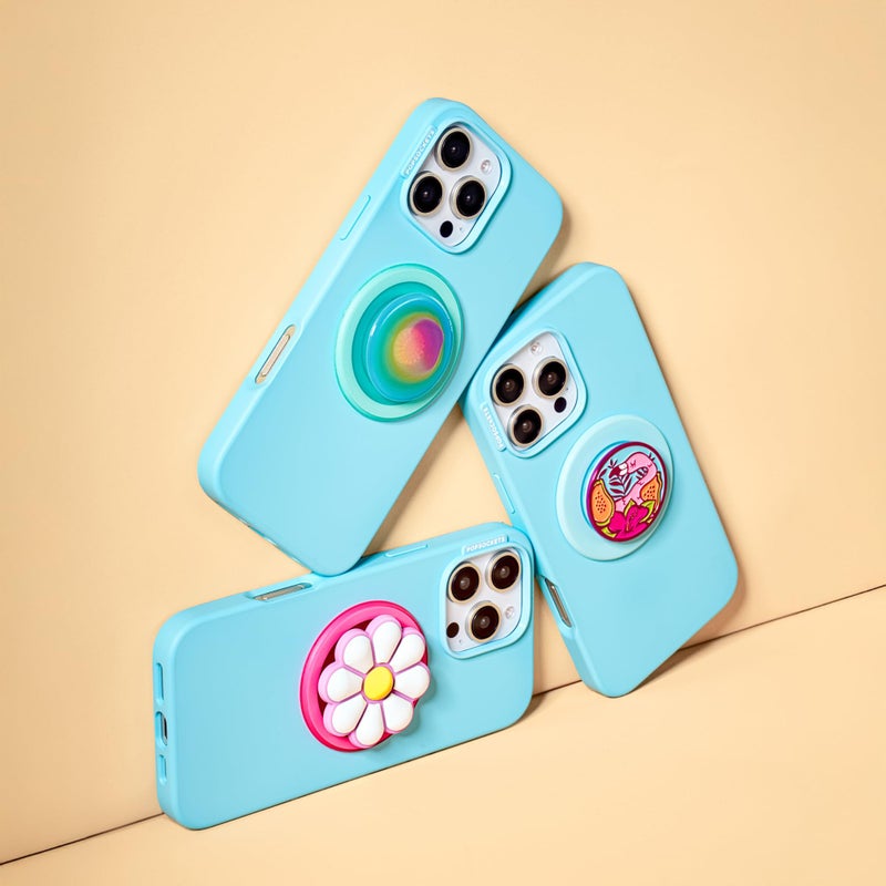 PopSockets iPhone 16 Pro Max Phone Case with MagSafe, Wireless Charging Compatible, Light Blue - Butterfly Pea Blue - Image 3