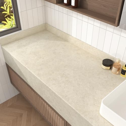 Wallderful Matte Beige Granite Wallpaper Peel and Stick Countertops Marble Contact Paper for Kitchen Bathroom Waterproof Self Adhesive Granite Vinyl Countertop Covers Backsplash Walls Film 15.75"x78" - Image 3