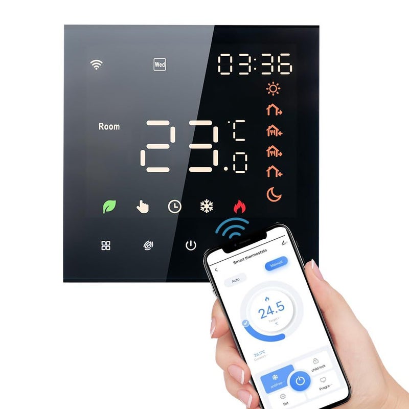 Smart Tuya WiFi Thermostat Voice Control 3A Digital Programmable LCD Display Touchscreen Intelligent Wall Thermostat Underfloor Heating Temperature Controller Water Heating Compatible B-1-T - Image 2