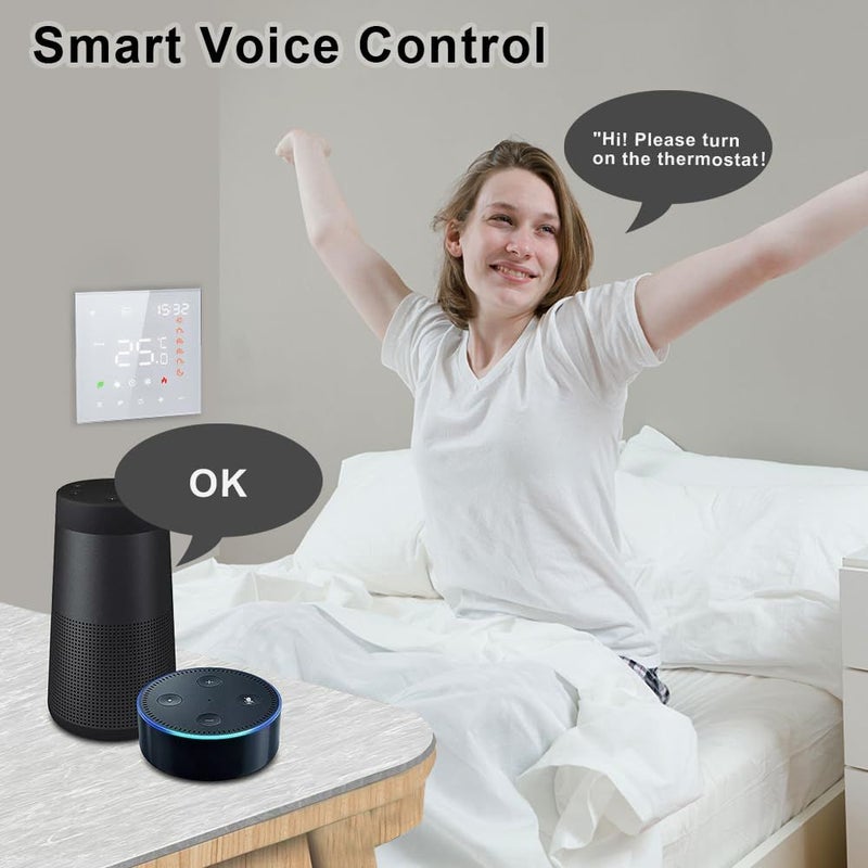 Smart Tuya WiFi Thermostat Voice Control 3A Digital Programmable LCD Display Touchscreen Intelligent Wall Thermostat Underfloor Heating Temperature Controller Water Heating Compatible B-1-T - Image 4