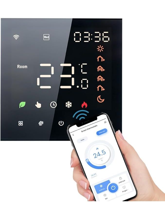 Smart Tuya WiFi Thermostat Voice Control 3A Digital Programmable LCD Display Touchscreen Intelligent Wall Thermostat Underfloor Heating Temperature Controller Water Heating Compatible B-1-T - Image 1