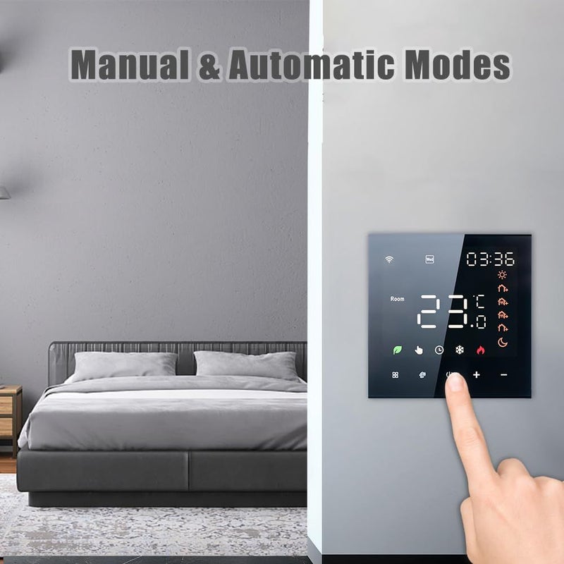Smart Tuya WiFi Thermostat Voice Control 3A Digital Programmable LCD Display Touchscreen Intelligent Wall Thermostat Underfloor Heating Temperature Controller Water Heating Compatible B-1-T - Image 3