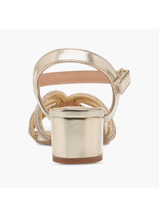 فلورا بيلا من شو إكسبرس صنادل بناتي بكعب عريض مزين بإغلاق بشريط لاصق - Image 5