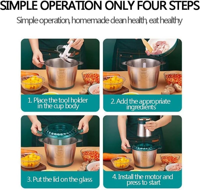 HaRvic HaRvic Stainless Steel Electric Meat Grinders with Bowl Heavy for Kitchen Food Chopper Vegetable Fruit Mixer Blender Chopper Juicer for OnionNuts Blender Electric Chopper 2 LTR  - Image 4