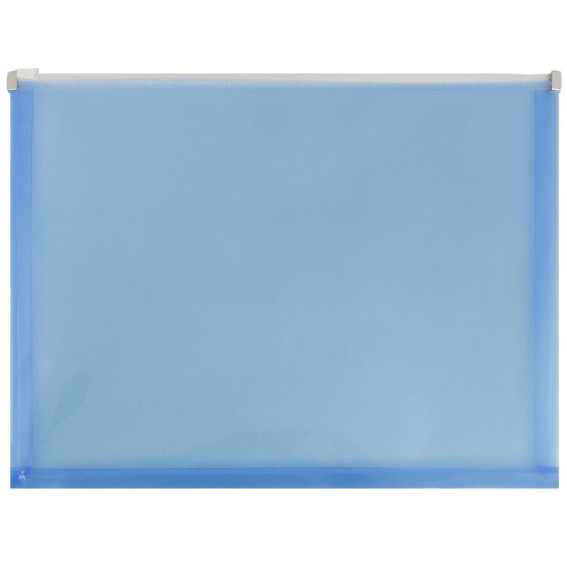JAM PAPER Plastic Envelopes with Zip Closure - Letter Booklet - 9 3/4 x 13 - Blue - 12/Pack - Image 1