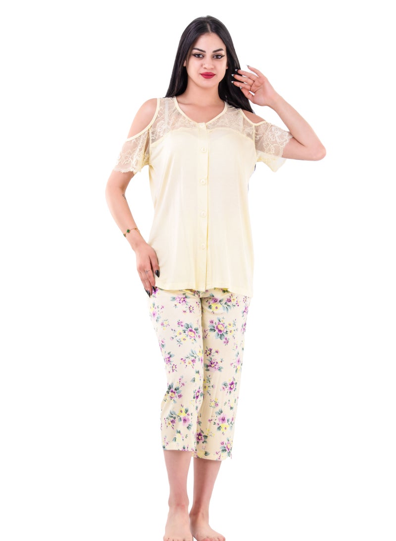 Dadoush Summer pajamas with the design of roses for a distinctive and attractive look for women  - Image 1