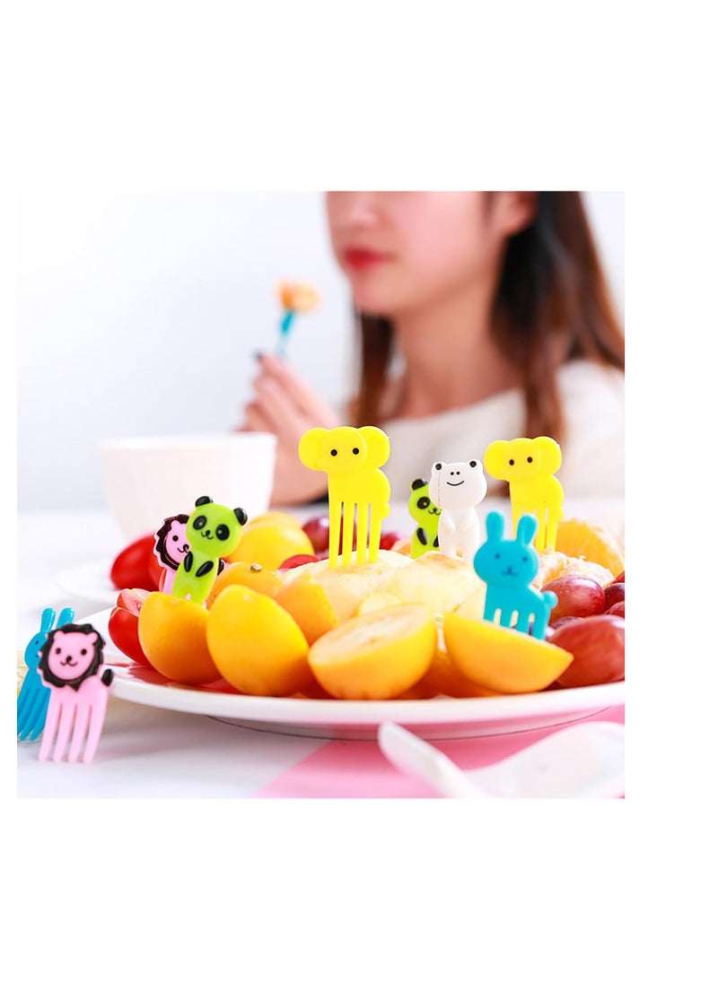 Generic Cute Cartoon Animal Fruit Fork for Kids Safety, Creative Mini Plastic Fork Set for Snacks and Ice Cream (10pcs)  - Image 3