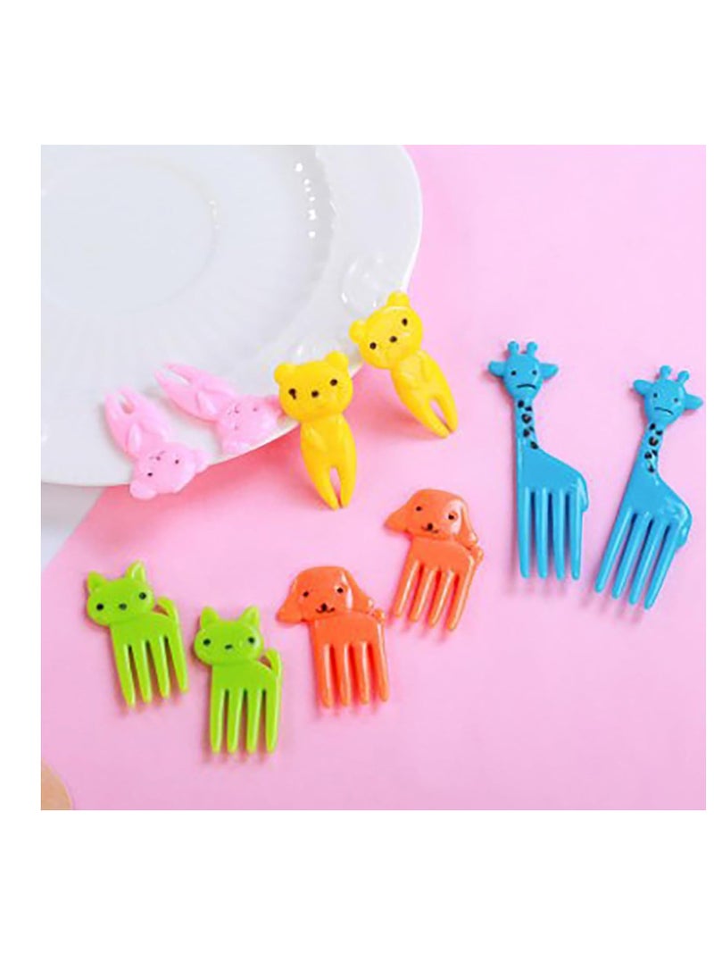 Generic Cute Cartoon Animal Fruit Fork for Kids Safety, Creative Mini Plastic Fork Set for Snacks and Ice Cream (10pcs)  - Image 4