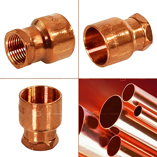 SUPPLYGIANT Supply Giant DDGA0120-5 Female Adapter Reducing Fitting Sweat x FIP Connections, 1/2 X 1/4, Copper - Image 3