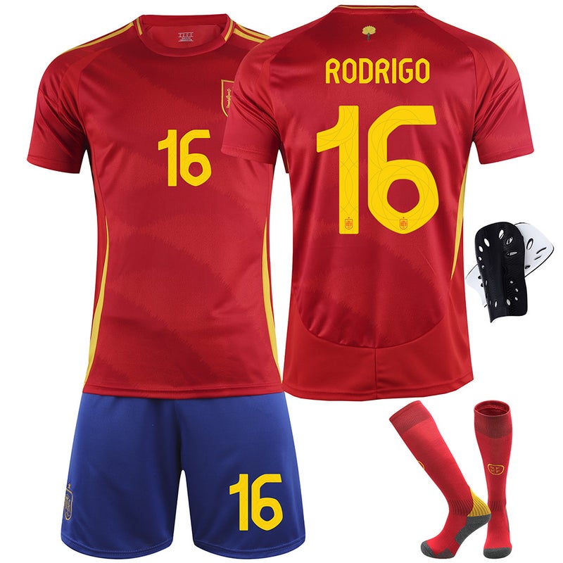 25 Spain Home Red No. 9 Garvey Jersey Pedre No. 7 Morata No. 19 Yamal Football Uniform Suit - Image 4