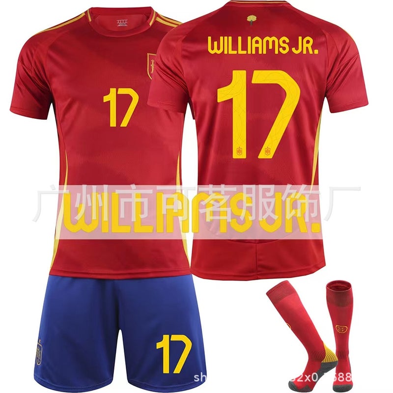 25 Spain Home Red No. 9 Garvey Jersey Pedre No. 7 Morata No. 19 Yamal Football Uniform Suit - Image 5