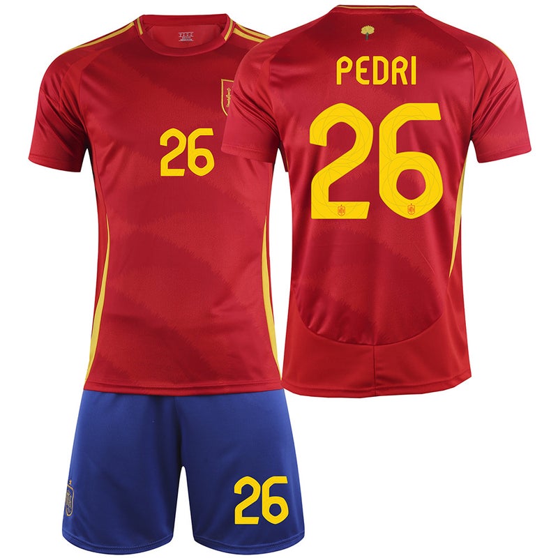 25 Spain Home Red No. 9 Garvey Jersey Pedre No. 7 Morata No. 19 Yamal Football Uniform Suit - Image 1