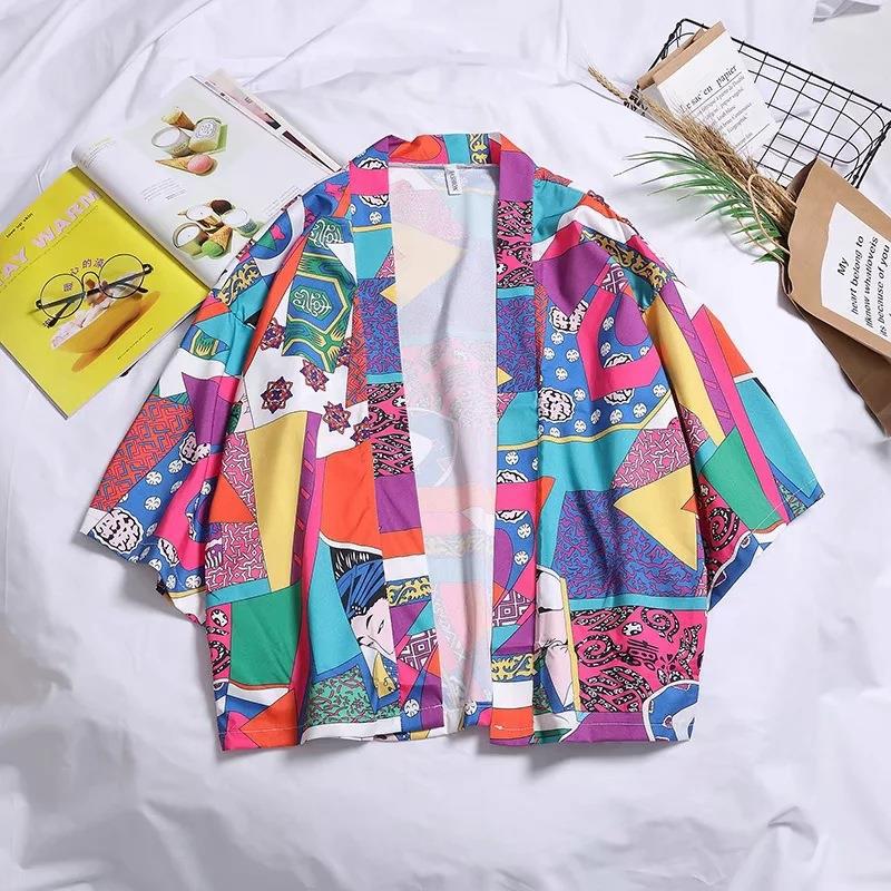 Summer Retro Crane Kimono Cardigan Cat White - Image 2