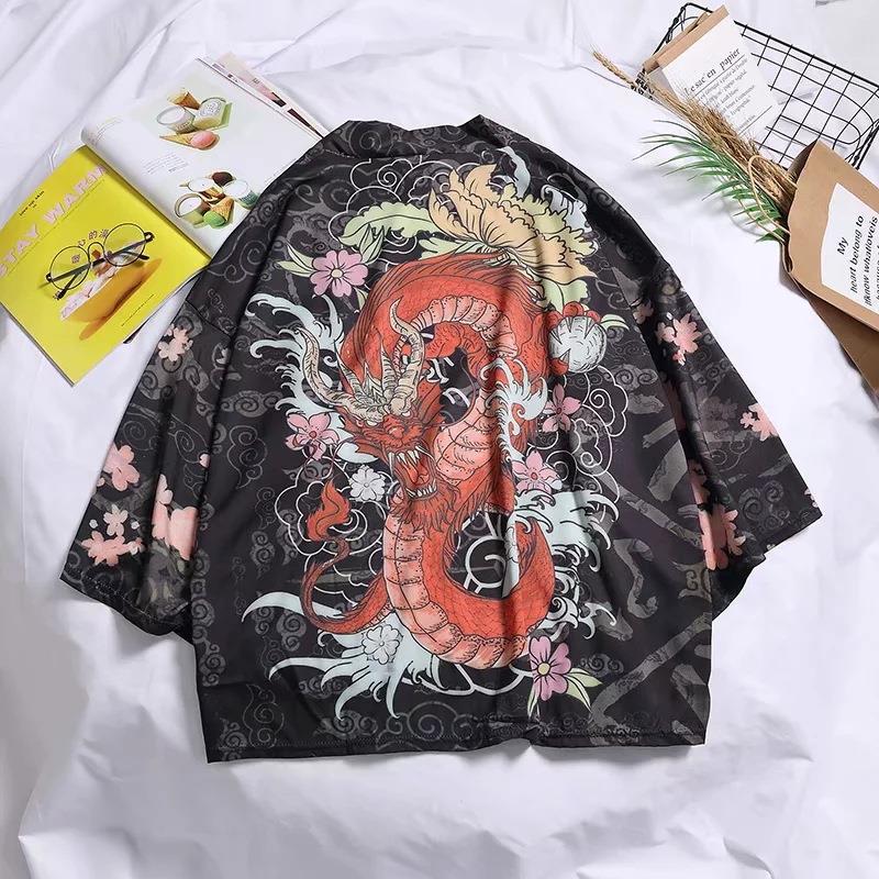Summer Retro Crane Kimono Cardigan Cat White - Image 3