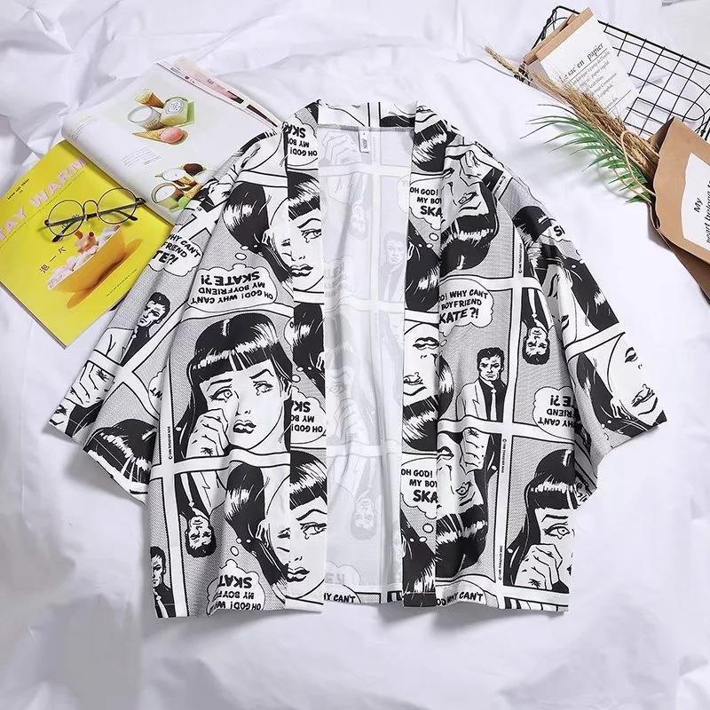 Summer Retro Crane Kimono Cardigan Cat White - Image 4